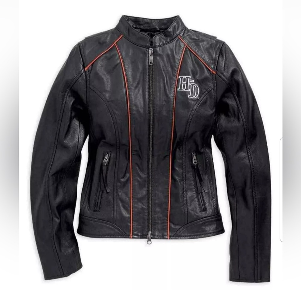 Harley Davidson Miss Enthusiast Triple Vent Women's Biker Orignal Leather Jacket